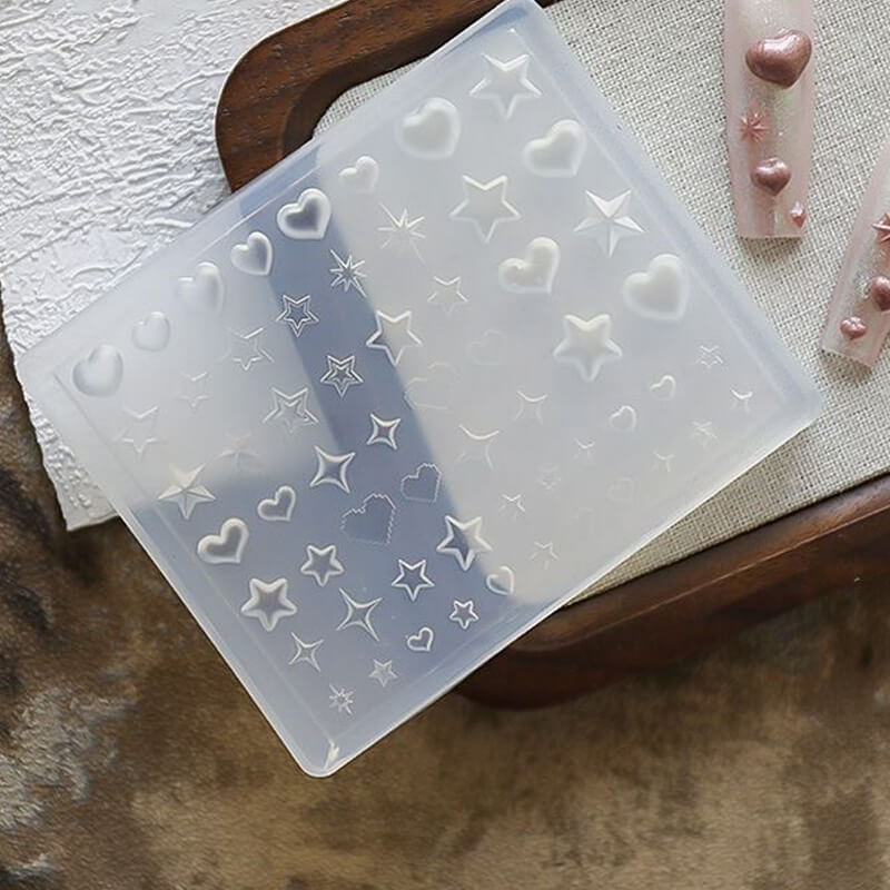 Heart & Star Nail Silicone Mold | 3D Nail Decoration