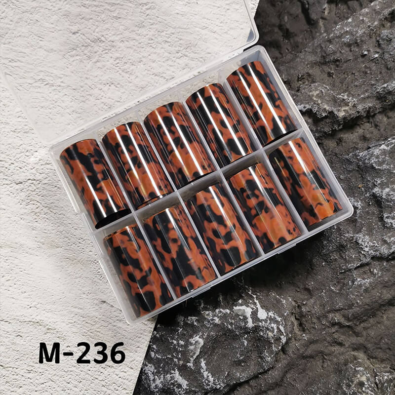 Tortoiseshell Amber Marble Flame Nail Foil Transfer Paper