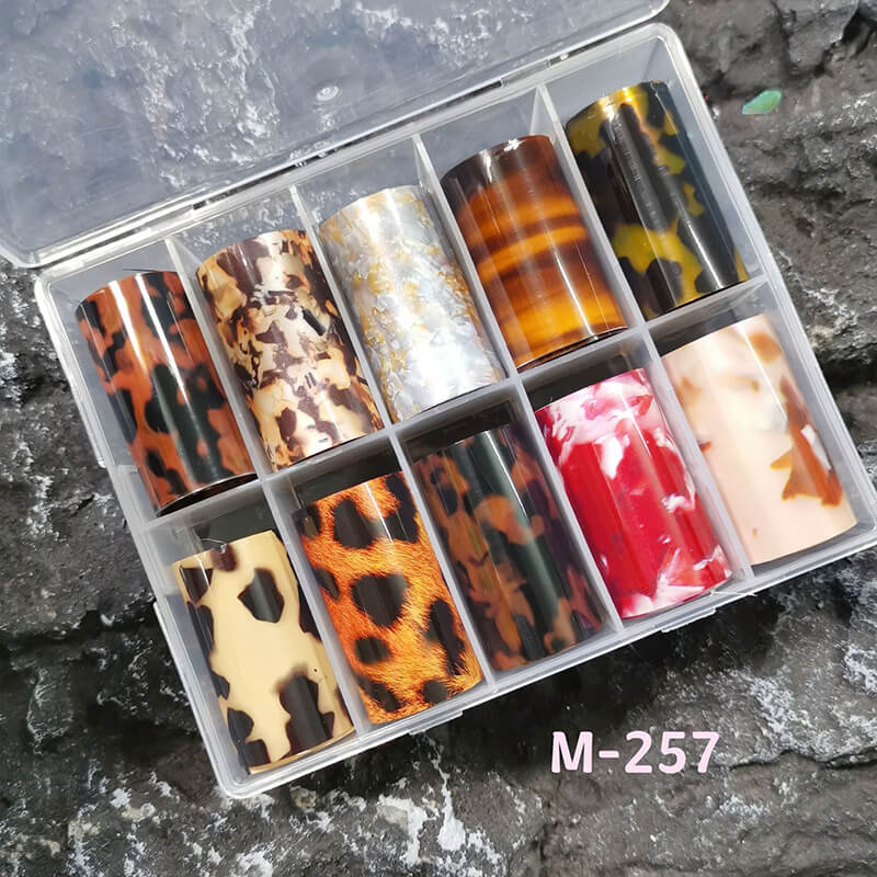 Tortoiseshell Amber Marble Flame Nail Foil Transfer Paper