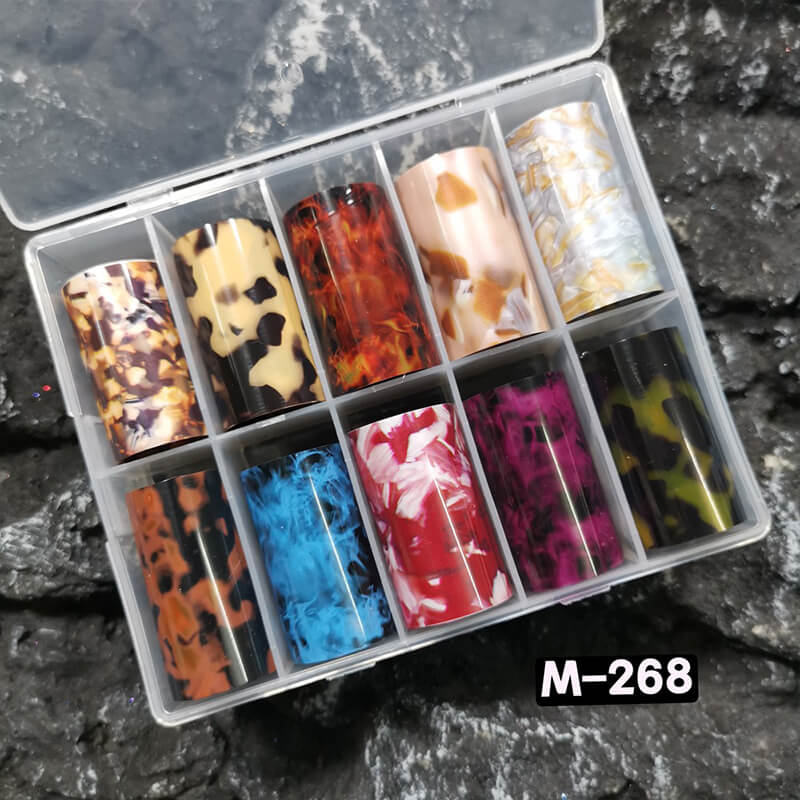 Tortoiseshell Amber Marble Flame Nail Foil Transfer Paper