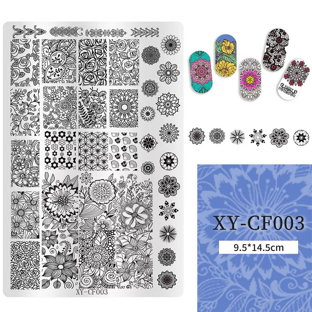 Nail Stamping Plate Plants Lines Butterfly Heart
