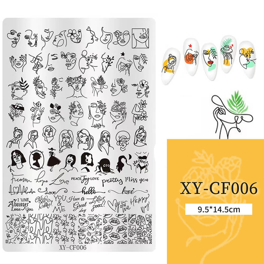 Nail Stamping Plate Plants Lines Butterfly Heart
