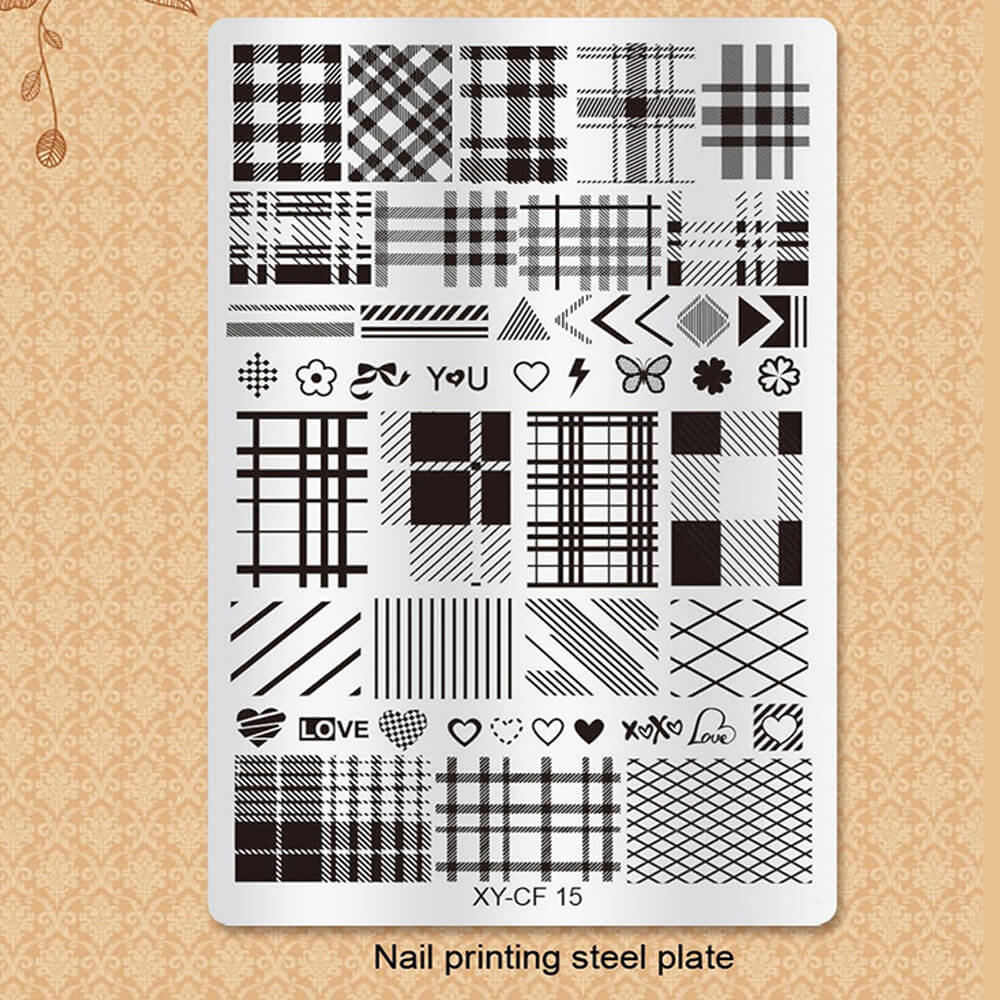Nail Stamping Plate Plants Lines Butterfly Heart