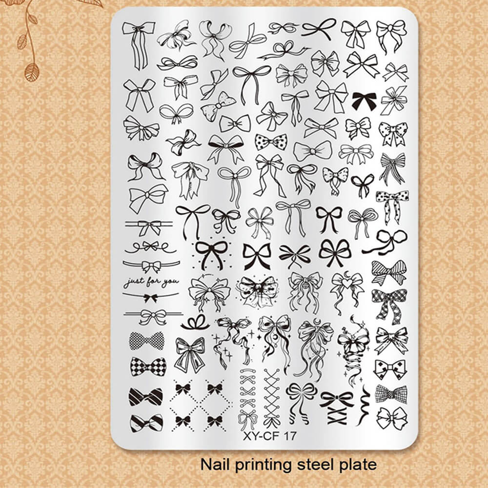 Nail Stamping Plate Plants Lines Butterfly Heart