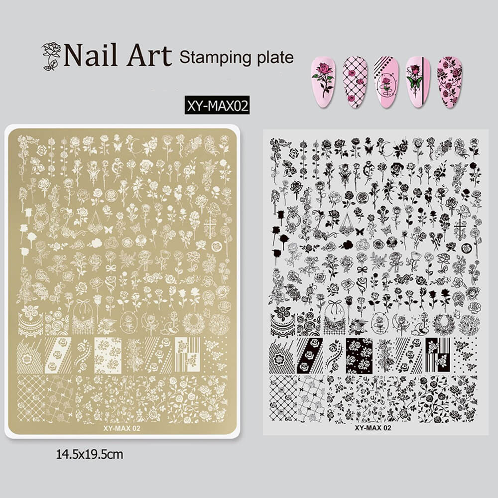 Nail Stamping Plate Plants Lines Butterfly Heart