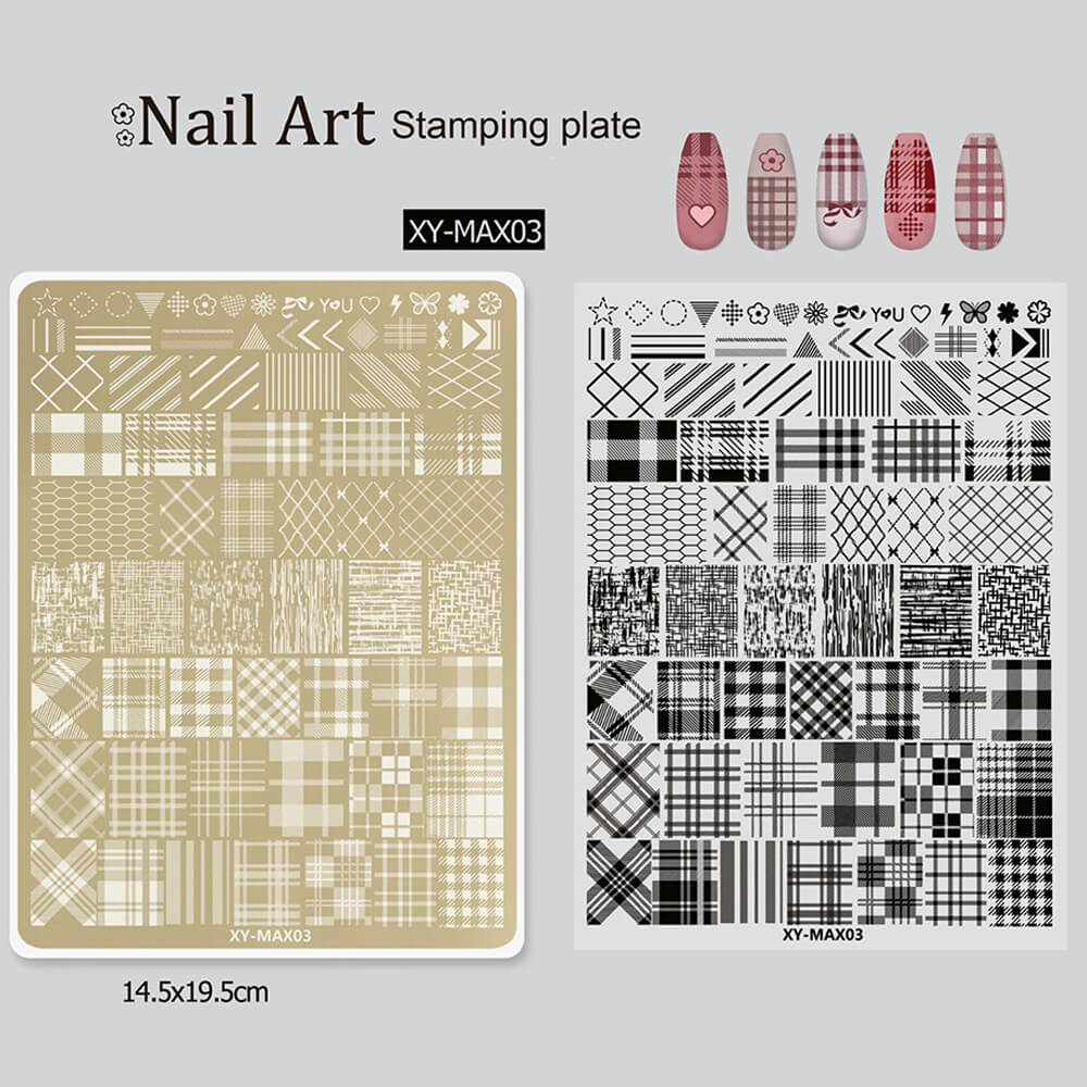 Nail Stamping Plate Plants Lines Butterfly Heart