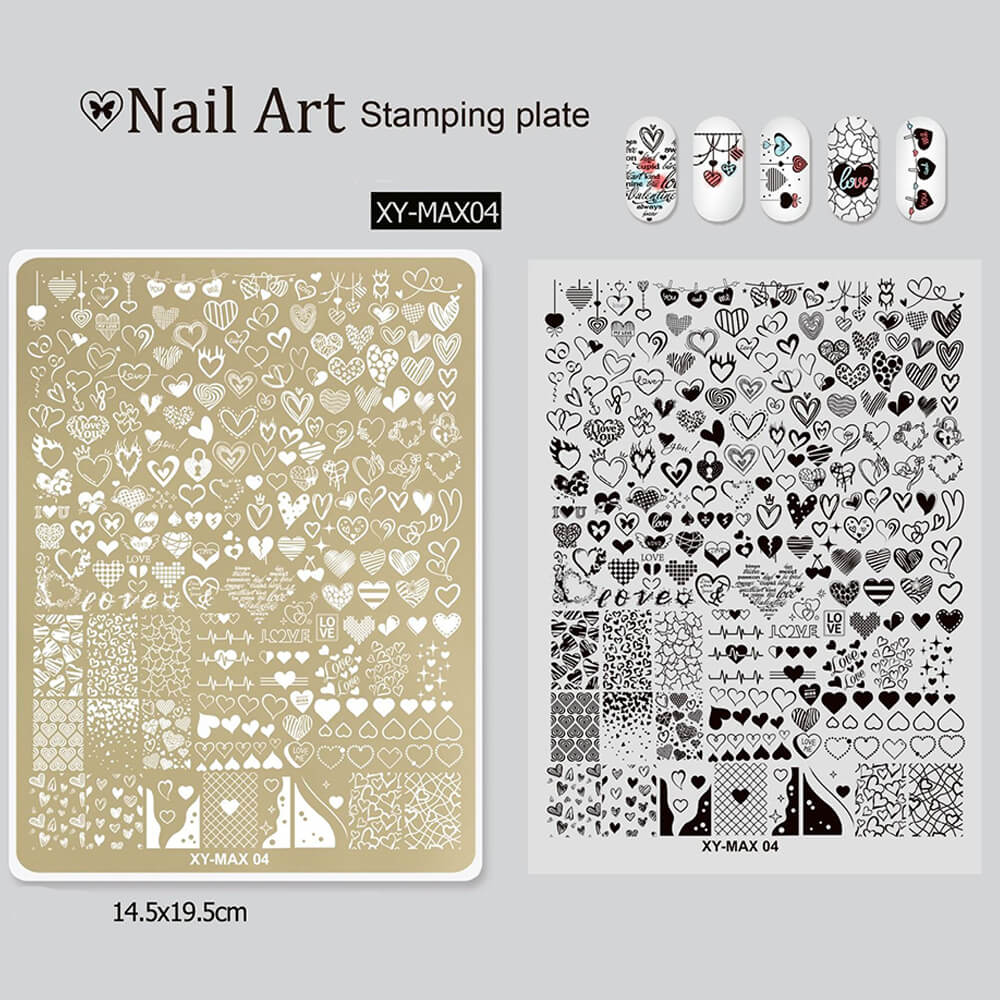 Nail Stamping Plate Plants Lines Butterfly Heart