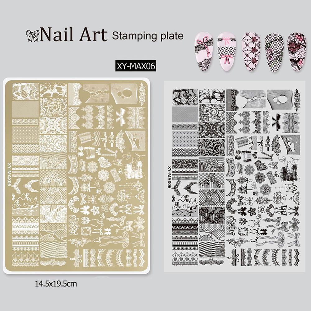 Nail Stamping Plate Plants Lines Butterfly Heart