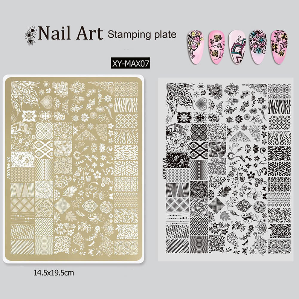 Nail Stamping Plate Plants Lines Butterfly Heart