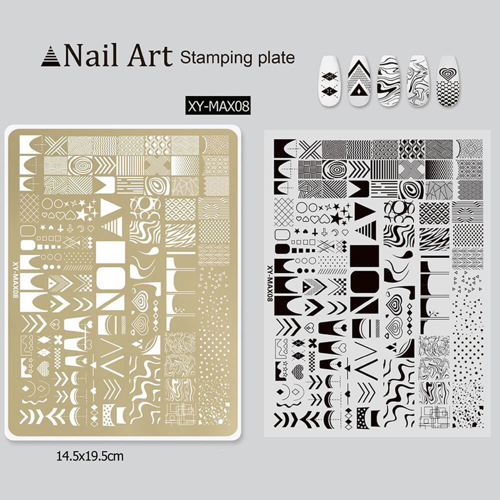 Nail Stamping Plate Plants Lines Butterfly Heart