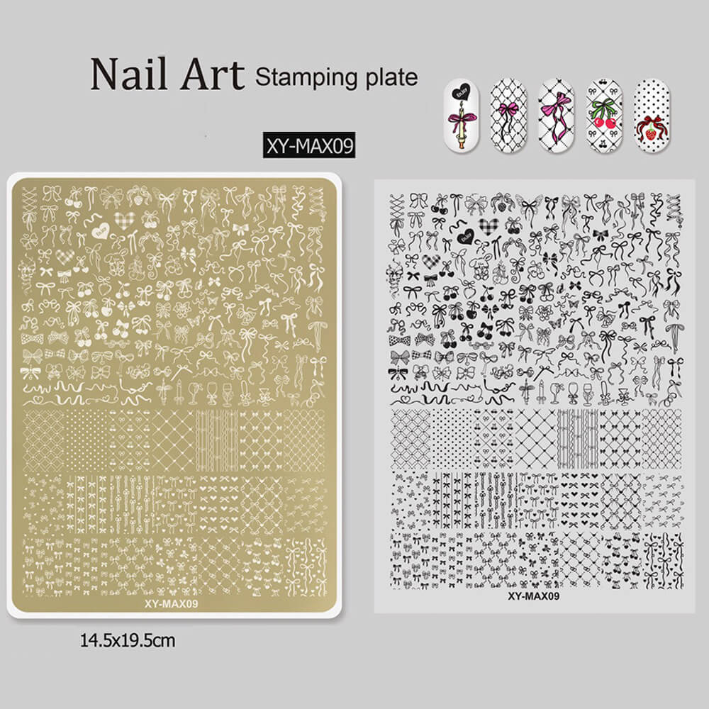 Nail Stamping Plate Plants Lines Butterfly Heart