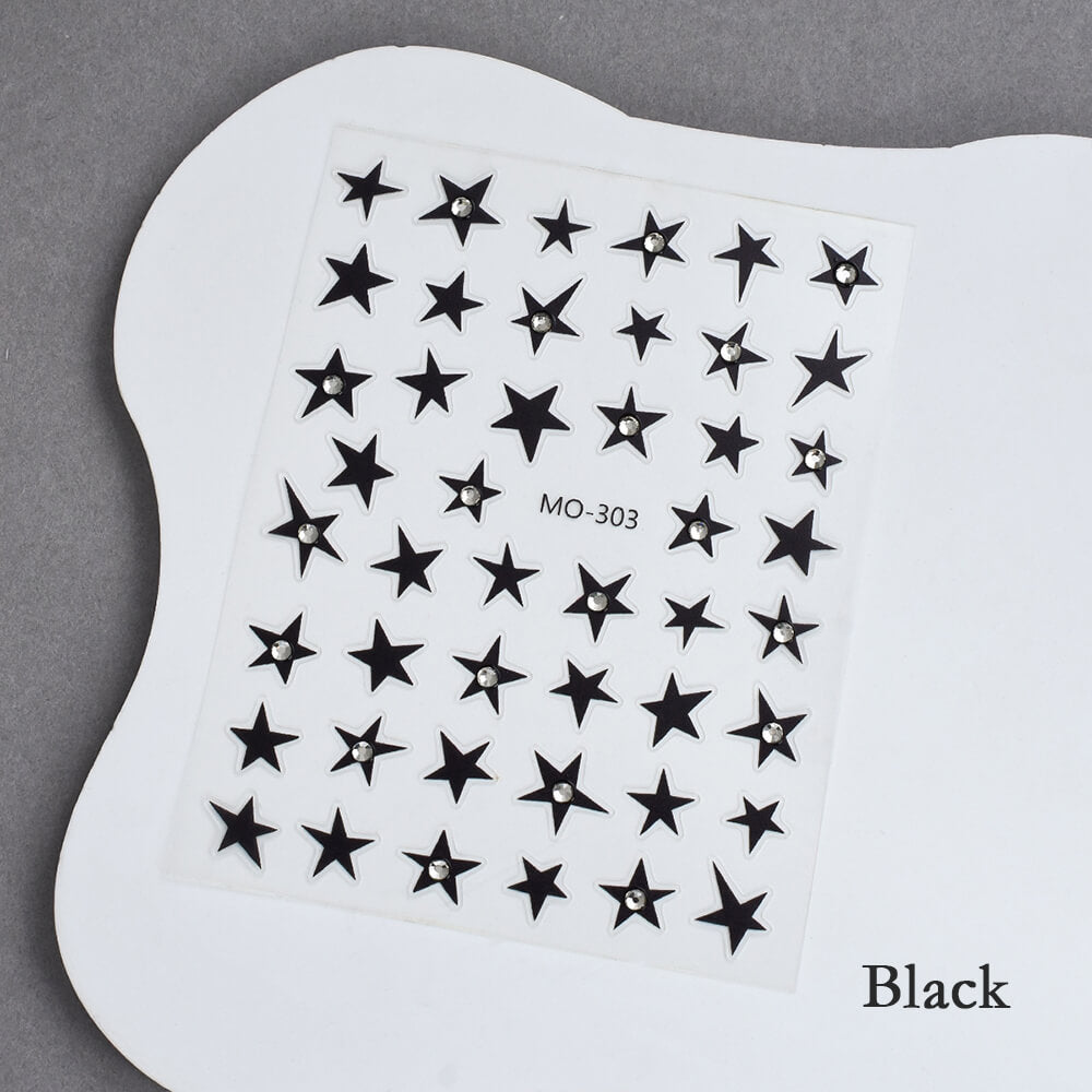 Five Point Star with Rhinestone Nail Art Sticker