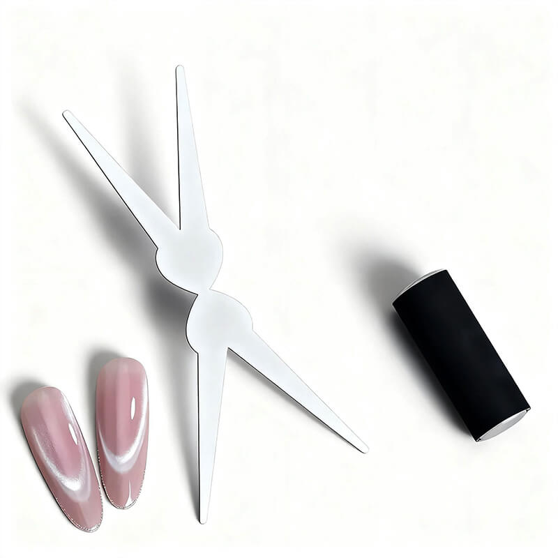Double-ended French nail magnet tool for creating cat eye and iron strip effects