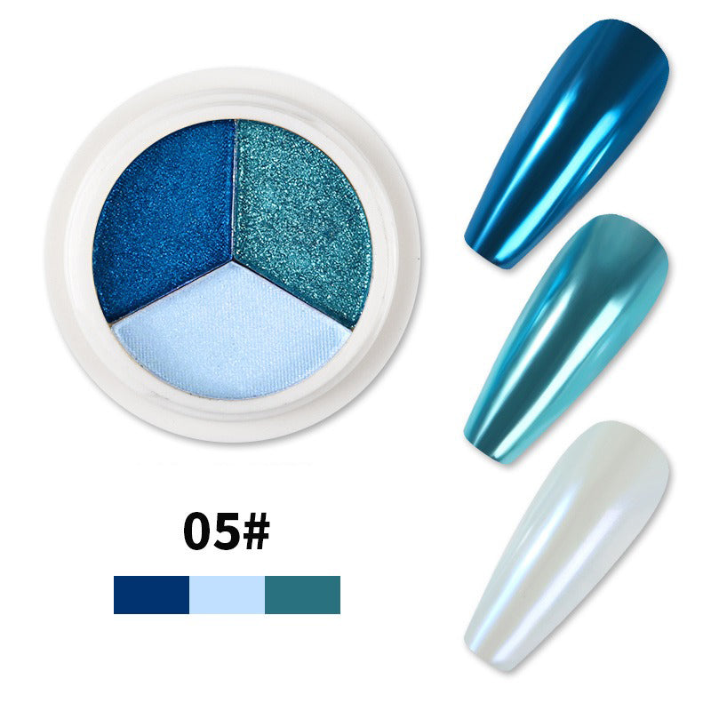 3 in 1 Solid Holographic Nail Powder Chameleon Powder Ombre Nail Pigment