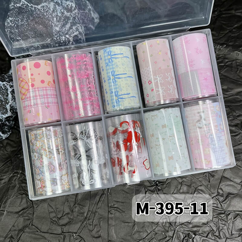 New Bow Flower Bear Nail Foil Transfer Paper – Cute Floral Nail Art Sticker Rolls