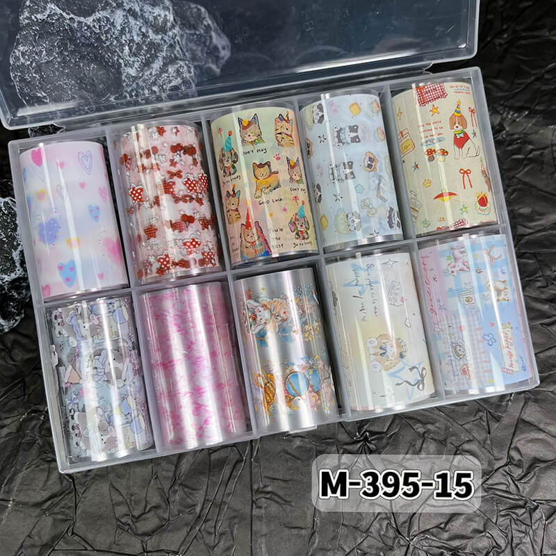 New Bow Flower Bear Nail Foil Transfer Paper – Cute Floral Nail Art Sticker Rolls