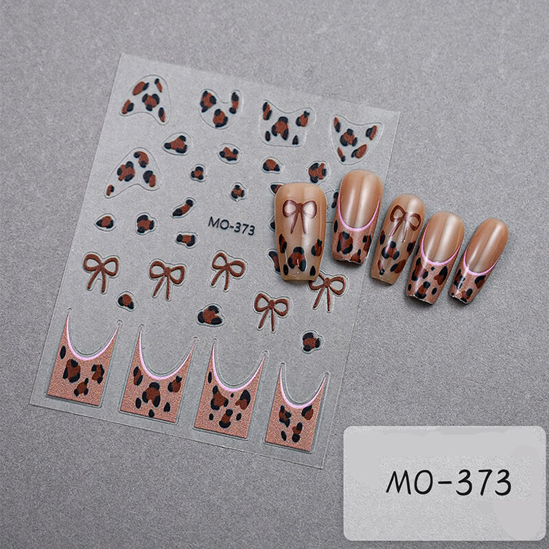 Leopard Print Nail Art Stickers 3D Nail Decals