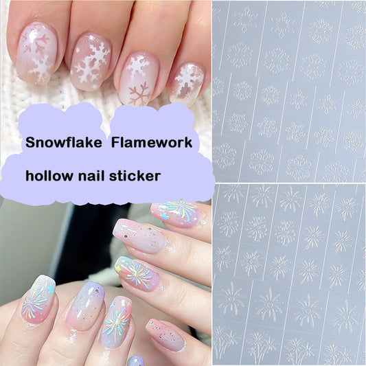 Upgraded ultra-thin transparent Christmas nail stickers with snowflake
