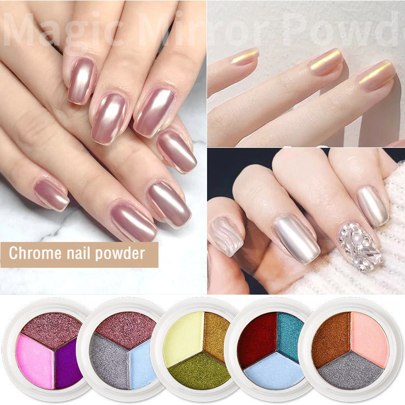 3 in 1 Solid Holographic Nail Powder Chameleon Powder Ombre Nail Pigment