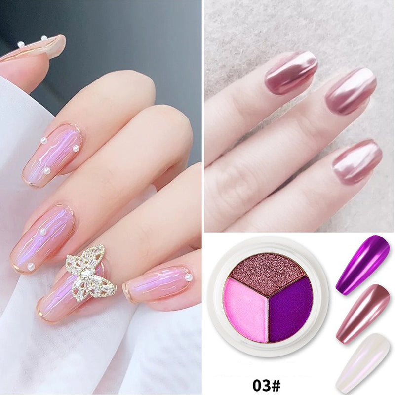 3 in 1 Solid Holographic Nail Powder Chameleon Powder Ombre Nail Pigment