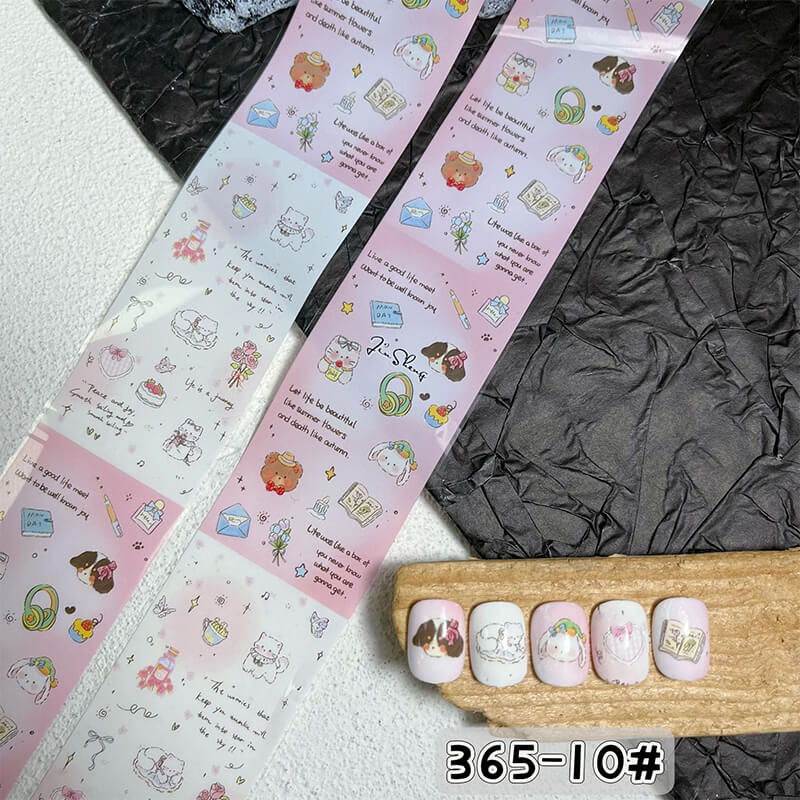 Adorable cartoon nail foil with bear and rabbit patterns for creative nail art-5