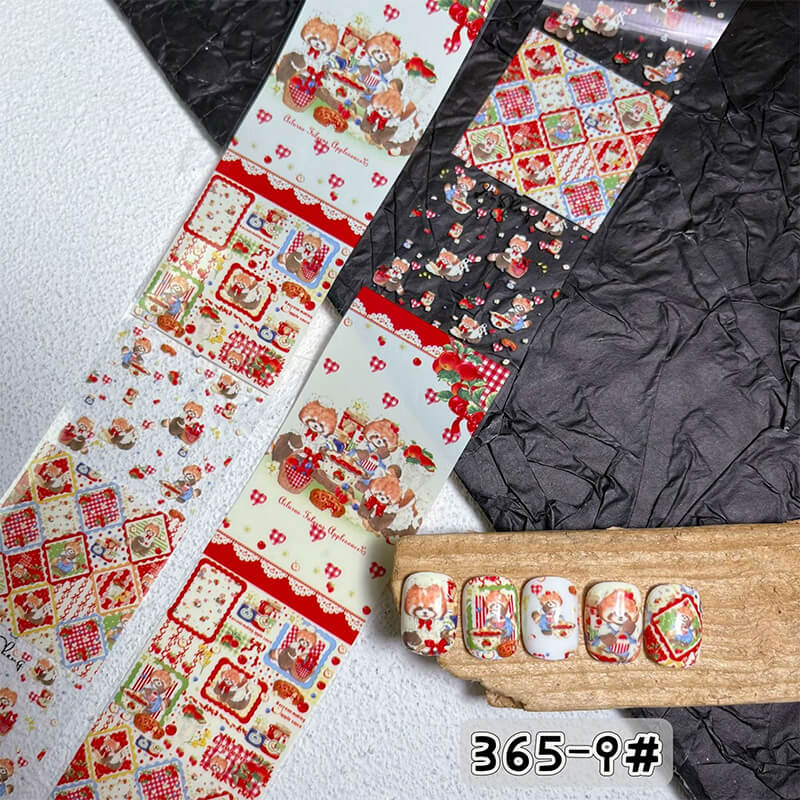 Adorable cartoon nail foil with bear and rabbit patterns for creative nail art-6
