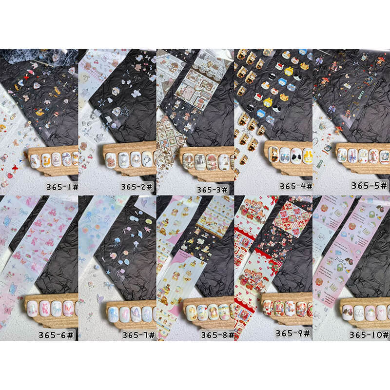 Adorable cartoon nail foil with bear and rabbit patterns for creative nail art-1