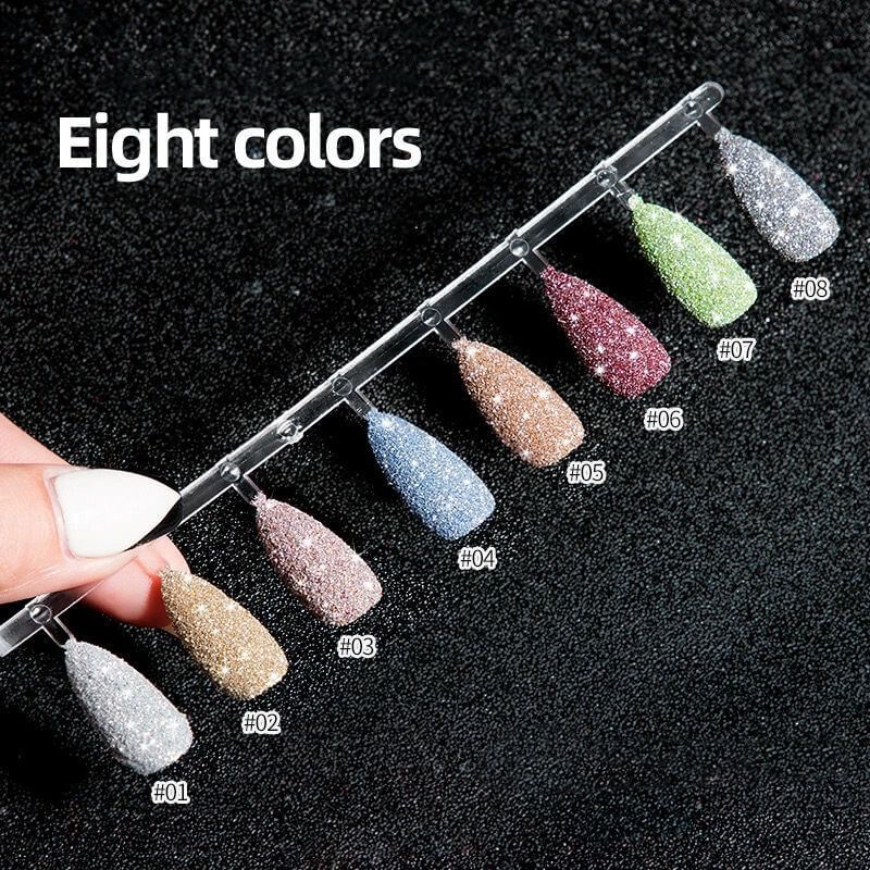 8 Pcs Diamond Nail Glitter Set Reflective Nail Powder Set