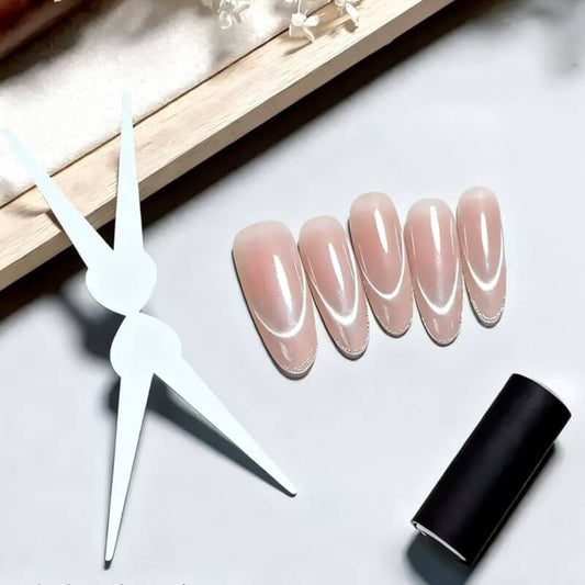 Double-ended French nail magnet tool for creating cat eye and iron strip effects