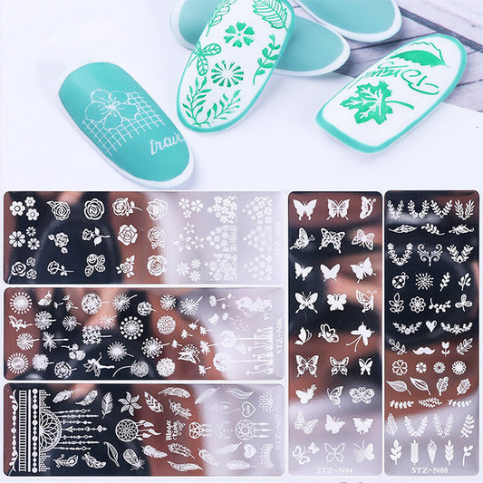 Flower Snowflake Butterfly Nail Stamping Template Stainless Nail Art Stamp Plate