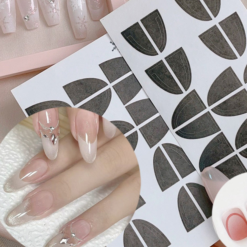 French Nail Art Sticker Stencils with Alignment Line