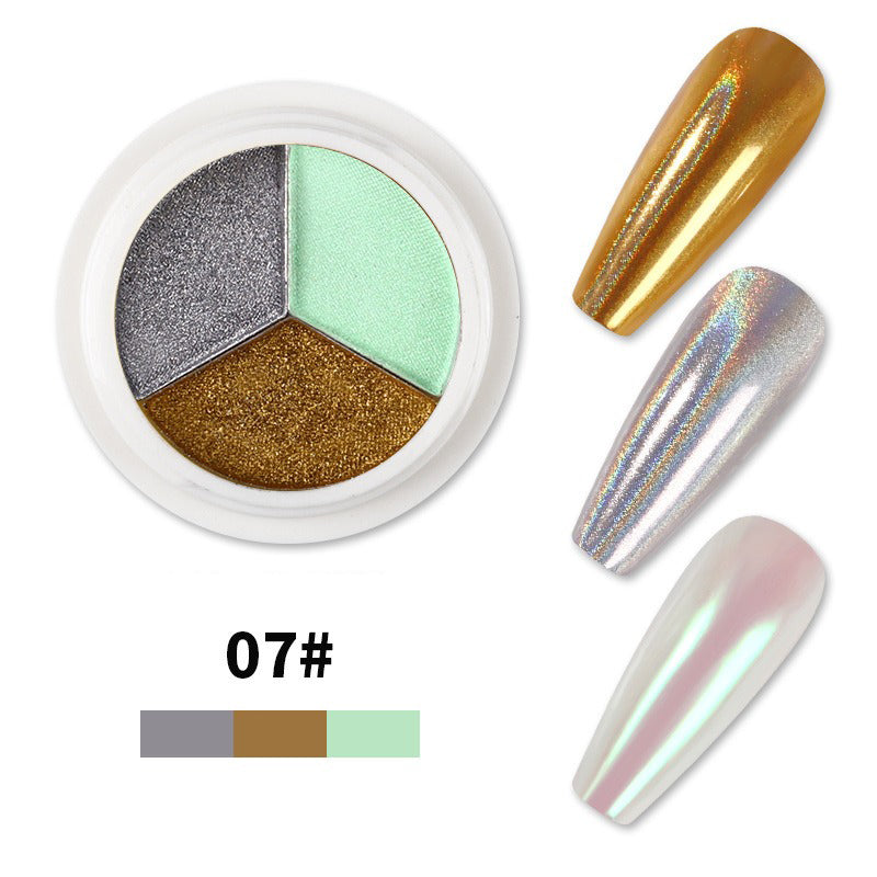 3 in 1 Solid Holographic Nail Powder Chameleon Powder Ombre Nail Pigment