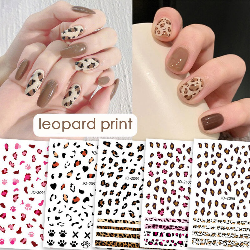 Leopard Print Nail Art Stickers 3D Nail Decals