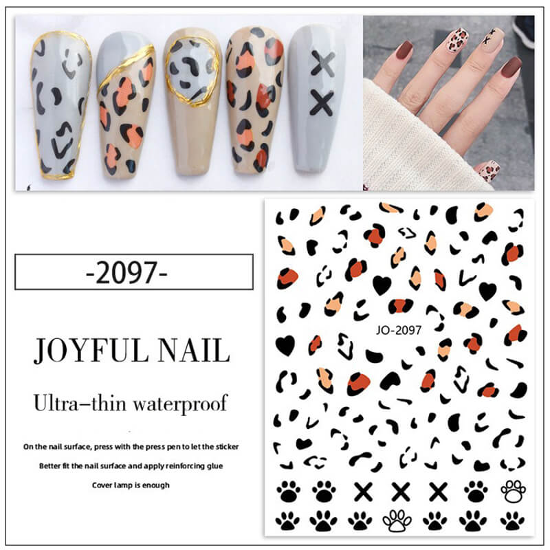 Leopard Print Nail Art Stickers 3D Nail Decals