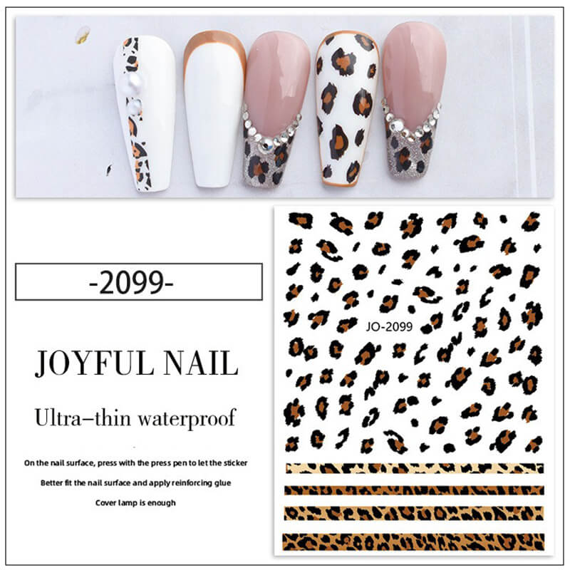 Leopard Print Nail Art Stickers 3D Nail Decals