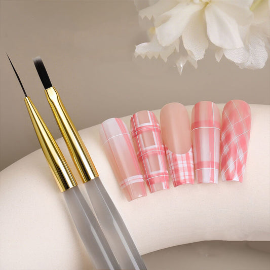 Plaid Nail Pen Liner Nail Art Brush Professional Checkered Nail Tool
