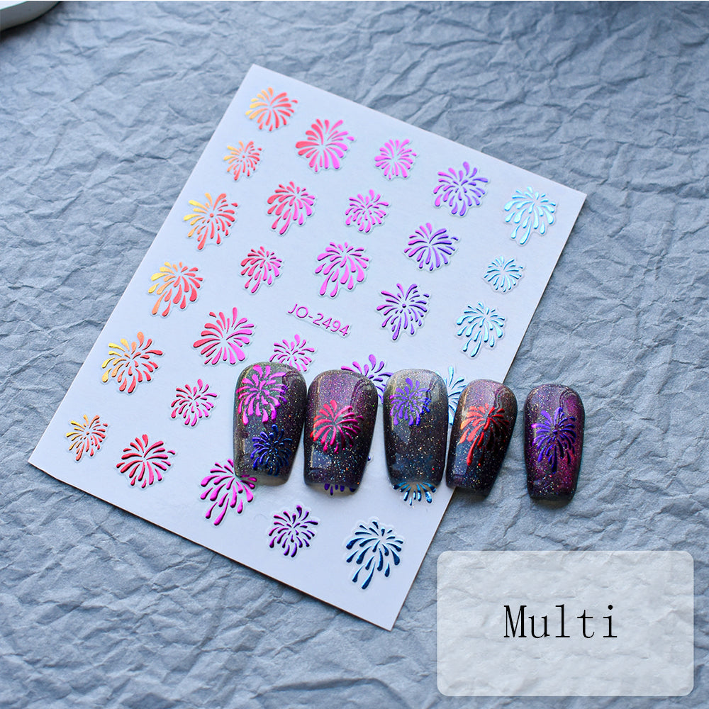 Fireworks Nail Art Stickers Fluorescent Nail Stencil Nail DIY Decals