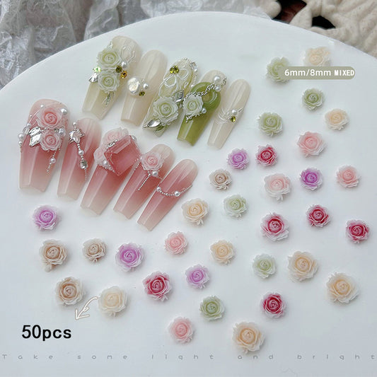 3D Rose Nail Stud Jewelry Acrylic Nail Gem Nail Decoration