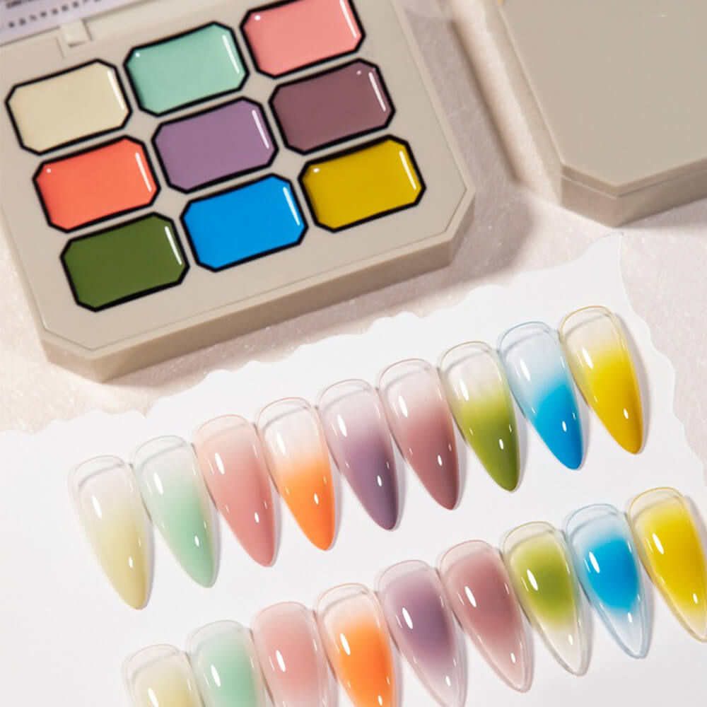 9 Color Nail Gel Palette Pat Painting Gel for Nail Art