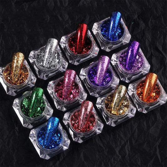 Glitter Nail Foil Flakes Sparkly Aluminum Nail Foil Sequins Nail Art Decoration