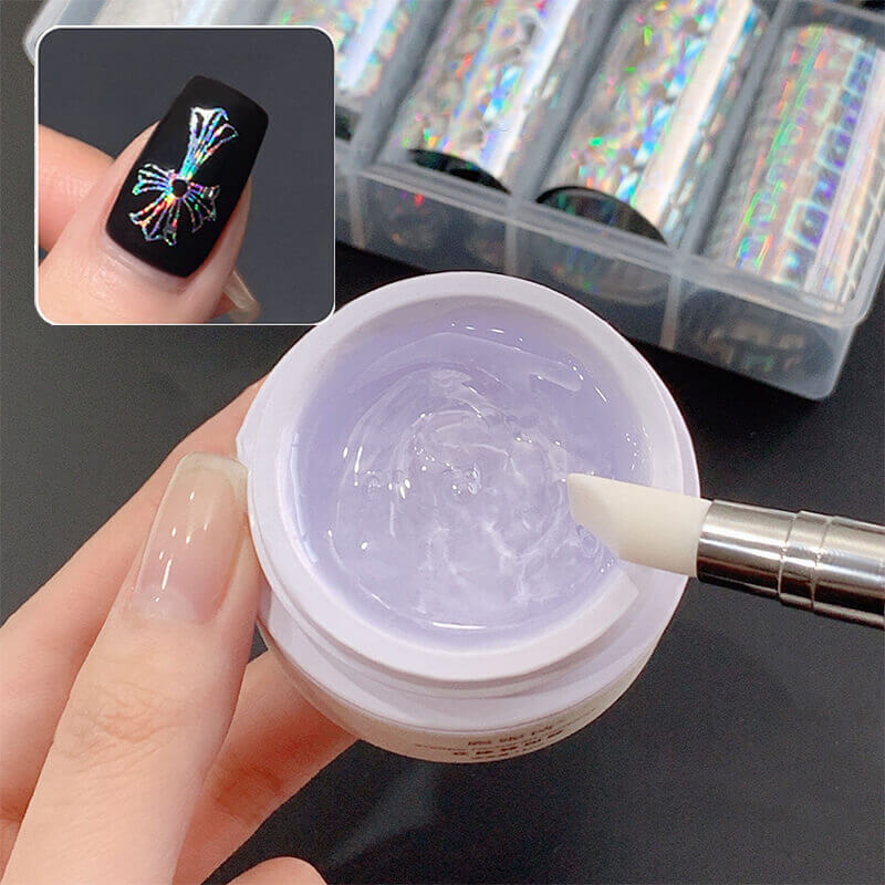 3D Nail Foil Transfer Gel – Stamping Plate & Foil Printing Adhesive