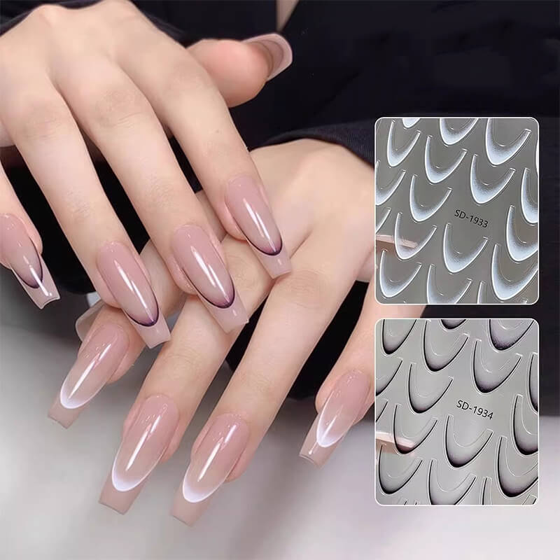 Ombre French Line Nail Art Stickers Gradient Nail Decals