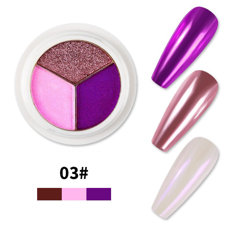 3 in 1 Solid Holographic Nail Powder Chameleon Powder Ombre Nail Pigment