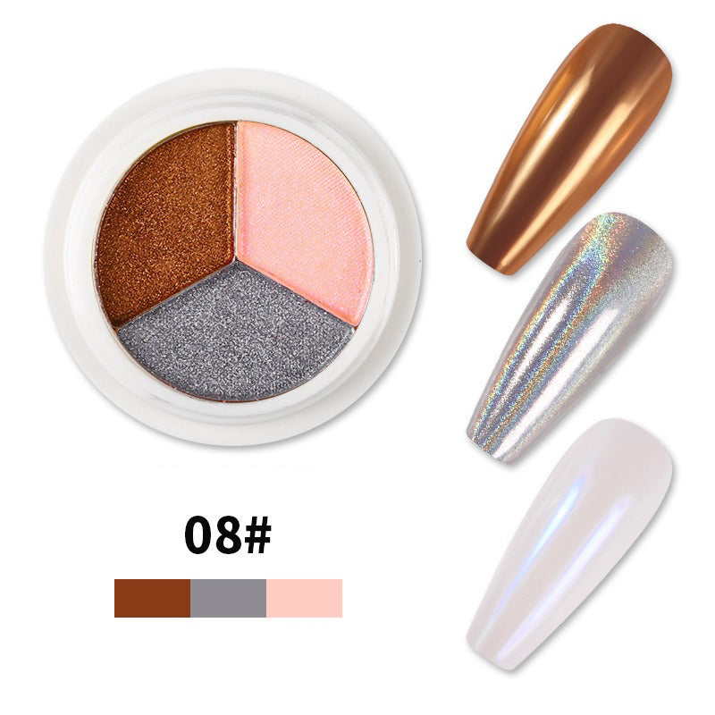 3 in 1 Solid Holographic Nail Powder Chameleon Powder Ombre Nail Pigment