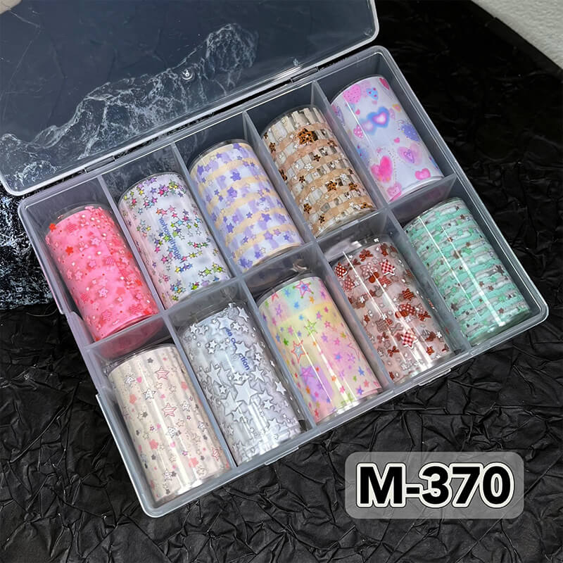 Cute nail transfer foil with bow, flower and bear designs for kawaii nail art-1
