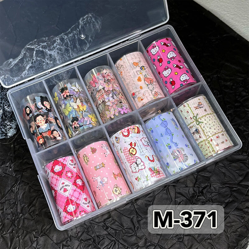 New Bow Flower Bear Nail Foil Transfer Paper – Cute Floral Nail Art Sticker Rolls