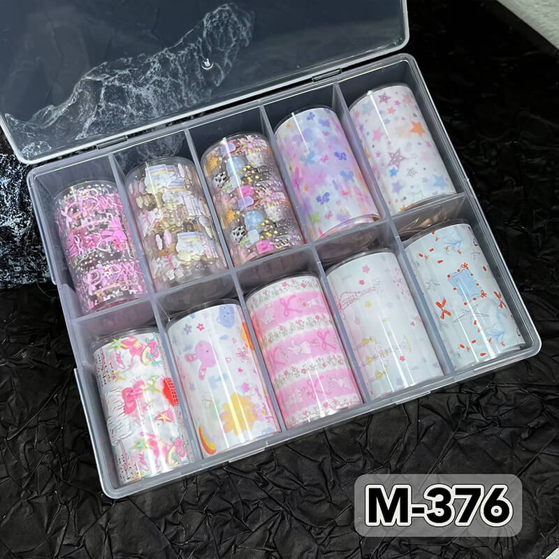 New Bow Flower Bear Nail Foil Transfer Paper – Cute Floral Nail Art Sticker Rolls