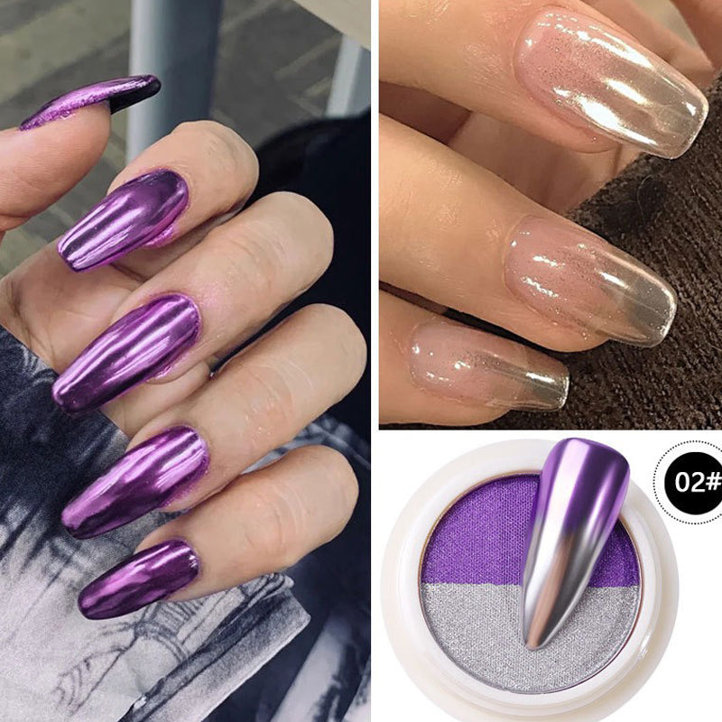 2 in 1 Solid Chrome Nail Powders Ombre Nail Pigment