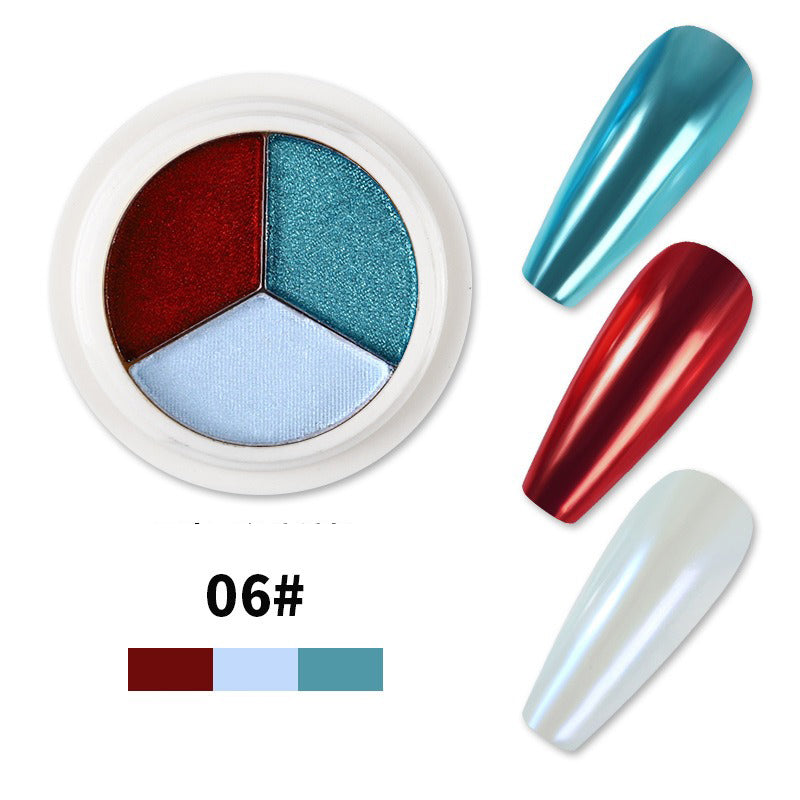 3 in 1 Solid Holographic Nail Powder Chameleon Powder Ombre Nail Pigment