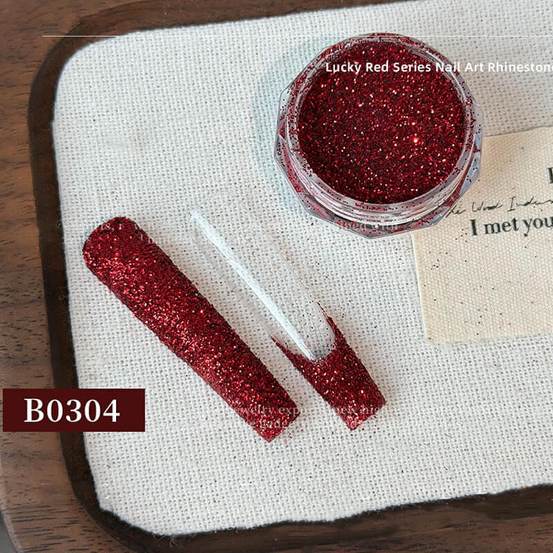 Ultra Sparkly Red Nail Glitter Powder – Crushed Diamond Effect